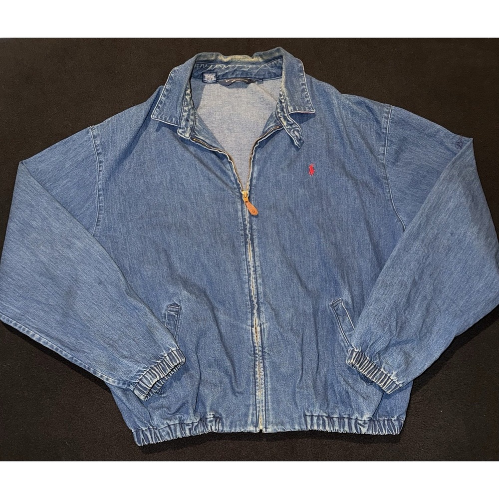 Polo Ralph Lauren Made In USA Vintage Denim Harrington Mens XL